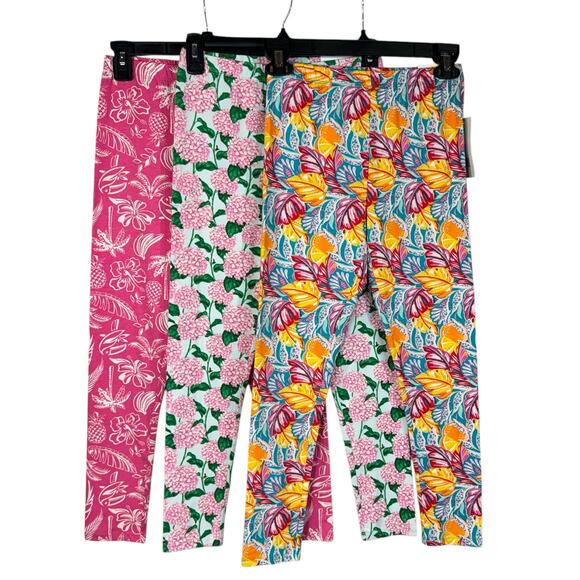 Crown & Ivy Lot of 3 Girls Large Pants Floral Stretch Elastic Waist Pull-On New - Picture 1 of 13